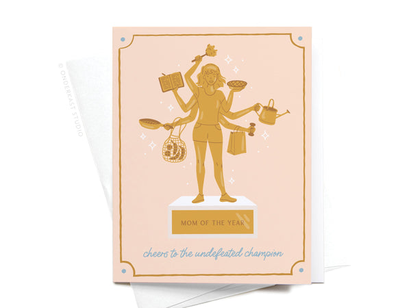Mom of the Year Trophy Greeting Card - HS