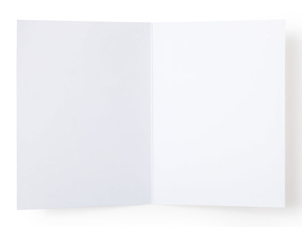 The Many Thanks Lemon Pattern Greeting Card by Onderkast Studio is displayed open against a white background, showing both inner pages completely blank and unmarked.
