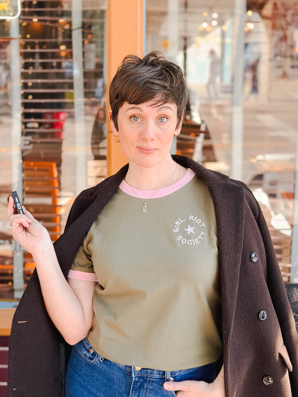 Girl Riot Society Logo Ringer Tee