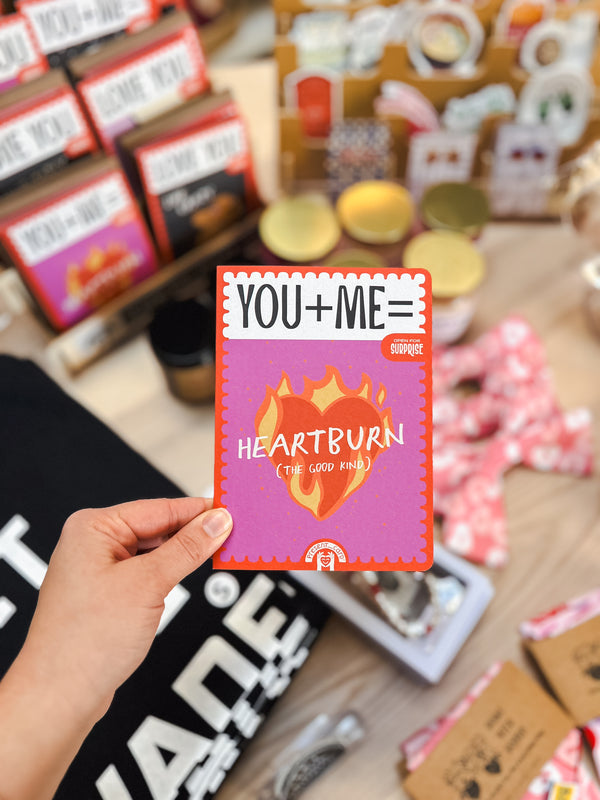 PresentCard™ You + Me = Heartburn Anniversary Card