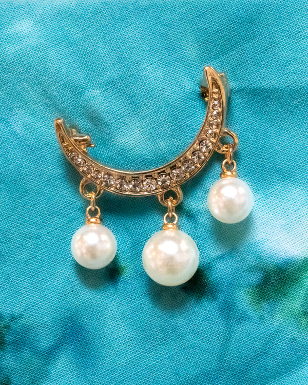 Bandana Brooch - Crescent + Pearls