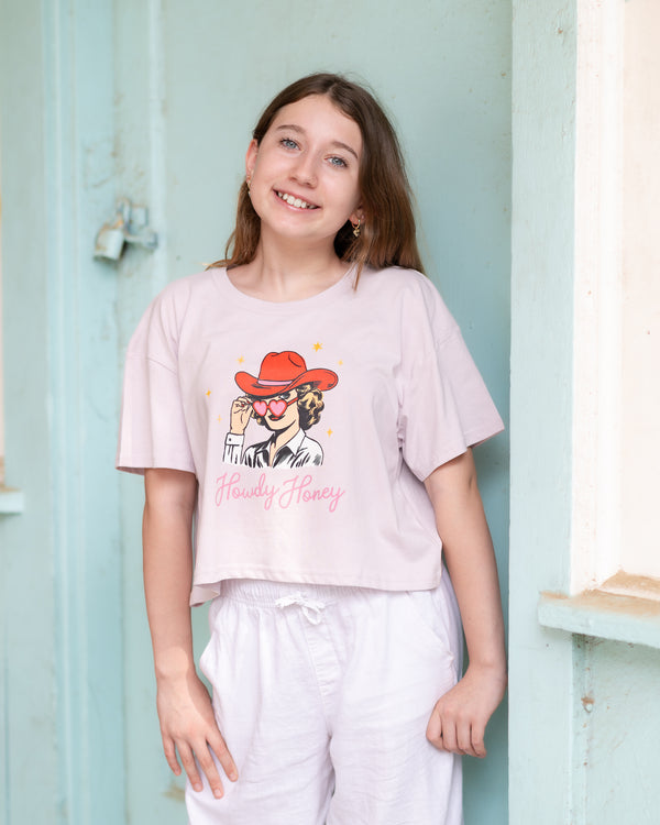 Howdy Honey Full-Color Crop Tee