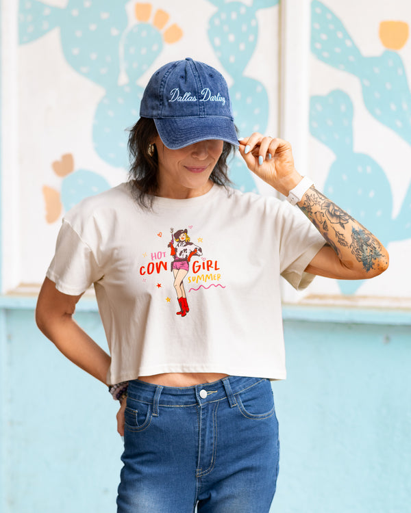 Hot Cowgirl Summer Full-Color Crop Tee