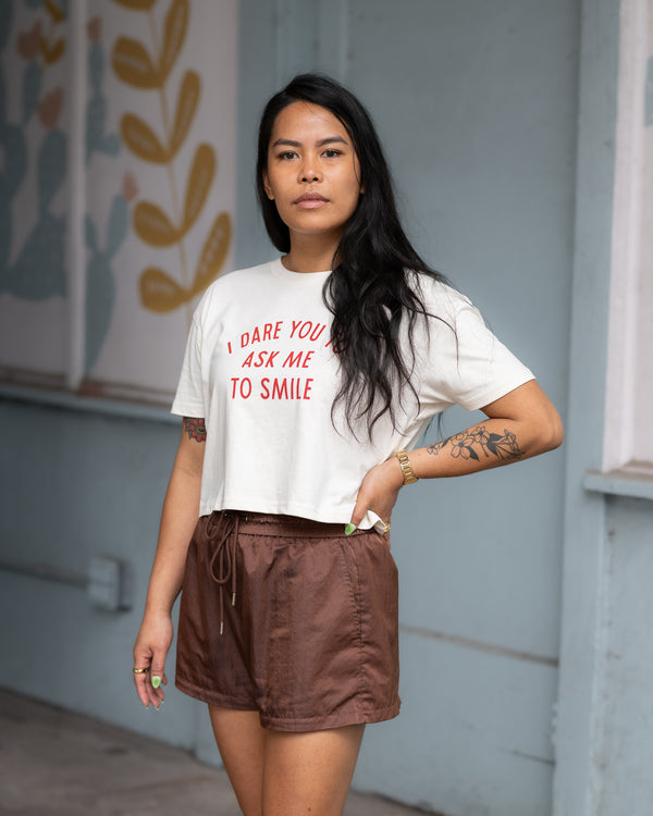 I Dare You To Ask Me To Smile Crop Tee