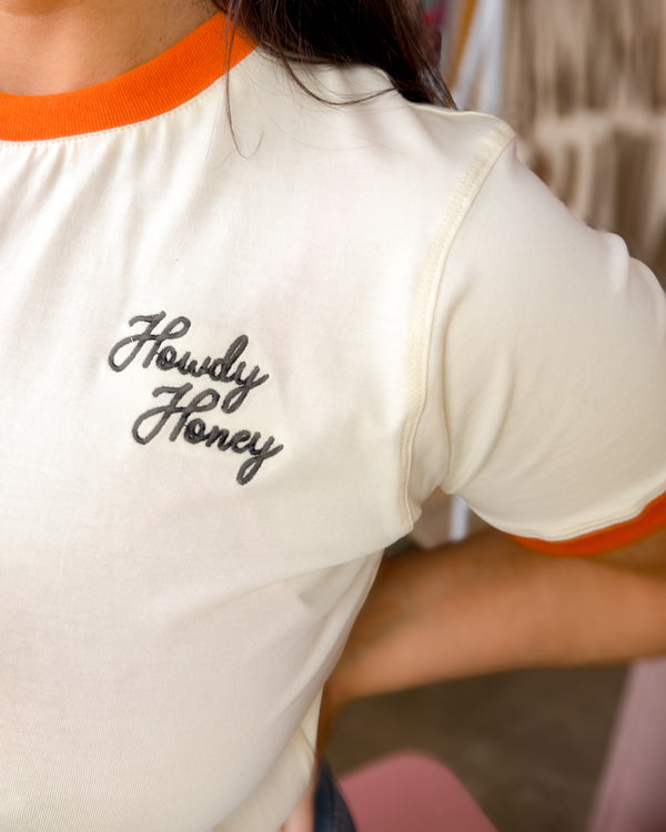Howdy Honey Crop Ringer Tee