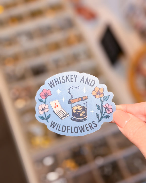 Whiskey and Wildflowers Die Cut Sticker