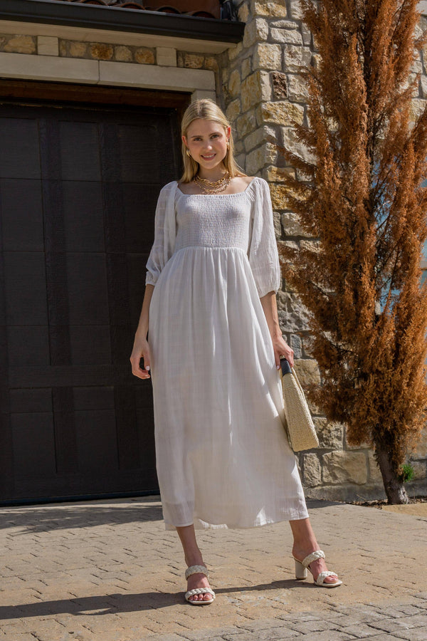 Shirred Bodice Maxi Dress
