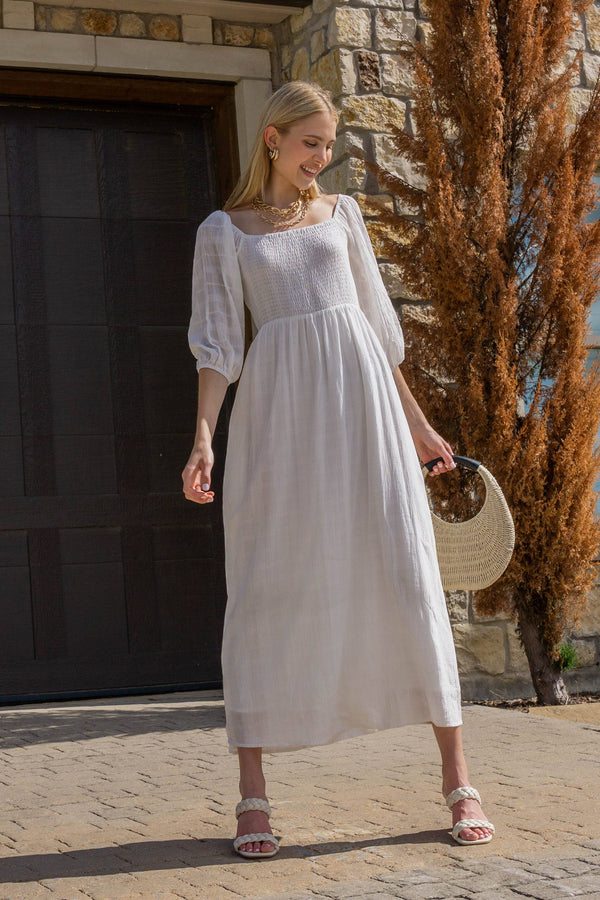 Shirred Bodice Maxi Dress