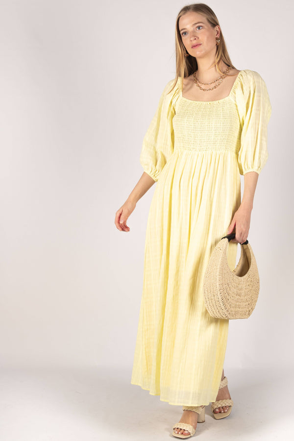 Shirred Bodice Maxi Dress