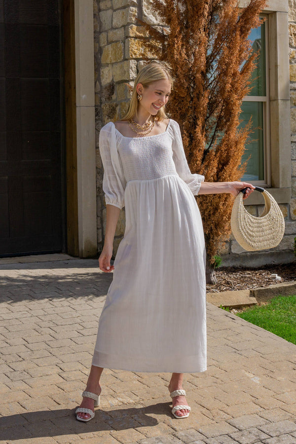 Shirred Bodice Maxi Dress