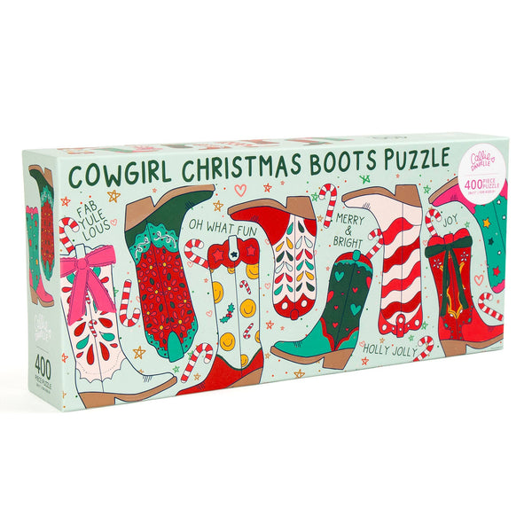 Christmas Western Cowgirl Boots - 400 Piece Jigsaw Puzzle