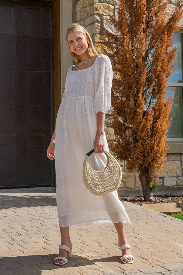 Shirred Bodice Maxi Dress