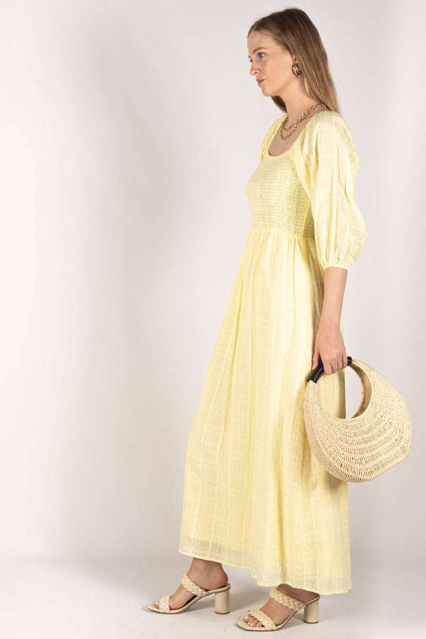 Shirred Bodice Maxi Dress