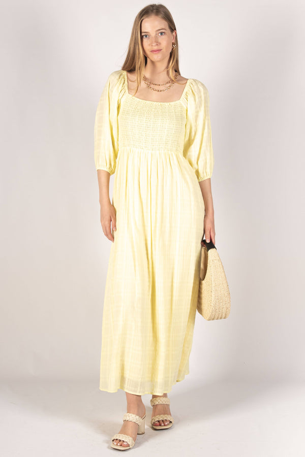Shirred Bodice Maxi Dress
