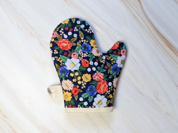 Vintage Blossom Blue Rifle Paper Co Oven Mitt - 1