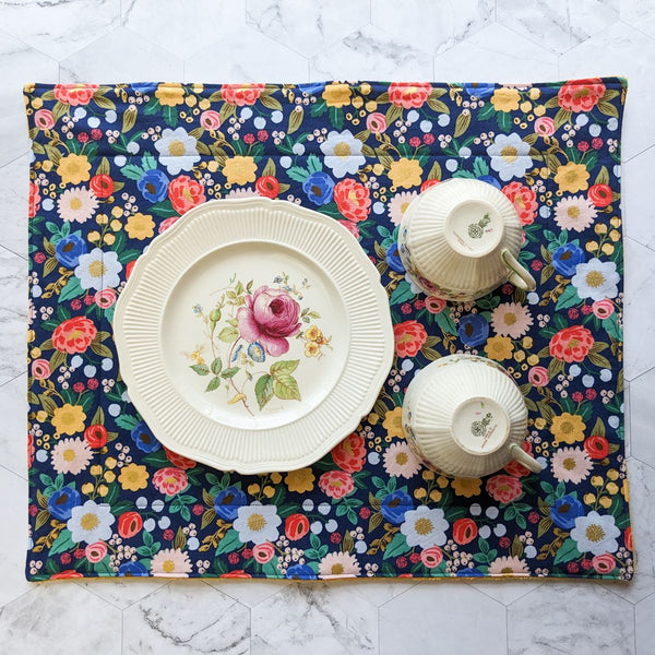 Vintage Blossom Blue Rifle Paper Co Dish Drying Mat - 1