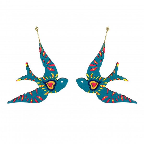 Turquoise Sparrow Hoops