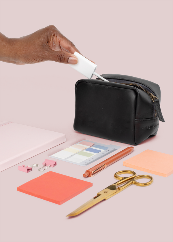 Mini Leather Dopp Kit in Black - 1