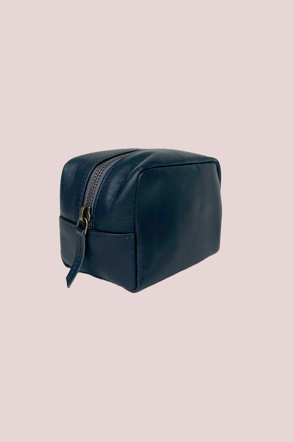 Mini Leather Dopp Kit in Black - 2