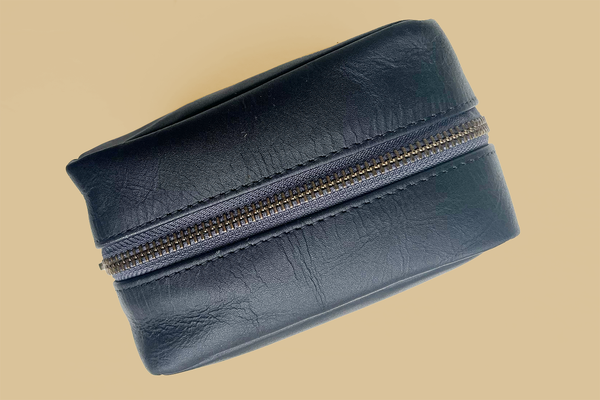 Mini Leather Dopp Kit in Black - 3
