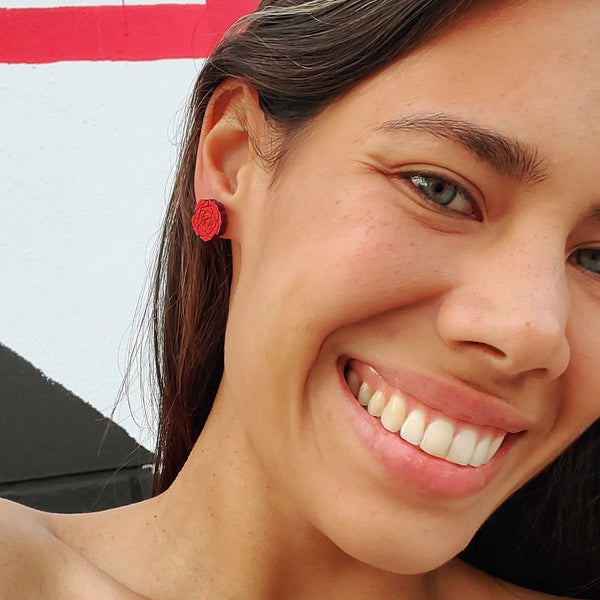 Rose Stud Earrings - 5