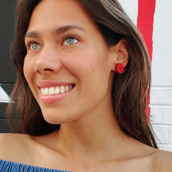 Rose Stud Earrings - 4