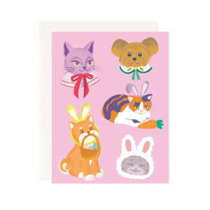 Easter Cats & Dogs Greeting Card - 1