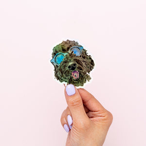 Goldendoodle Sticker - Holographic Black  - 1