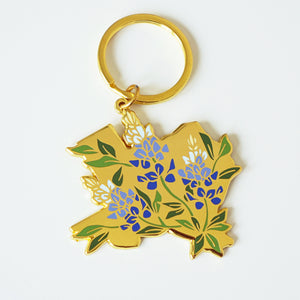 Texas Bluebonnet Gold Enamel Keychain - 1