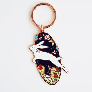 Rabbit Rose Gold Enamel Keychain - 1