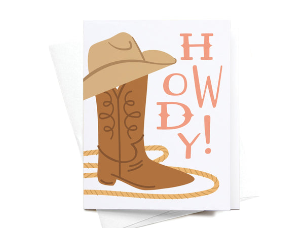Howdy! Cowgirl Boot Greeting Card - DS