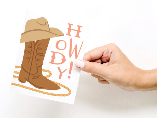 Howdy! Cowgirl Boot Greeting Card - DS