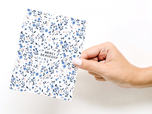 Merci Beaucoup Floral Greeting Card - RS