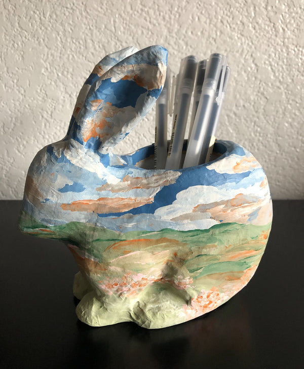 Abstract Painted Paper Mache Animal Planters