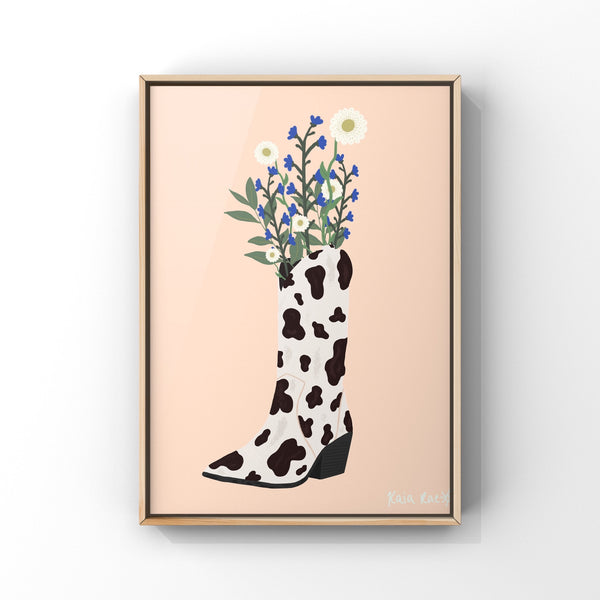 Cowgirl Boot Flower Vase Print - 1