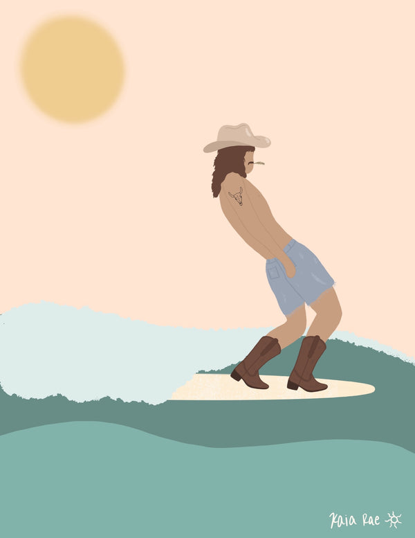 Surfing Cowboy Print - 2