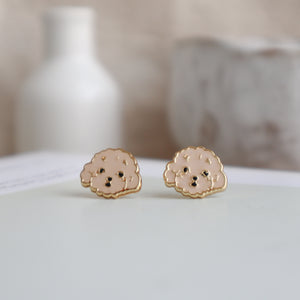 Golden Poodle Enamel Earrings - 1