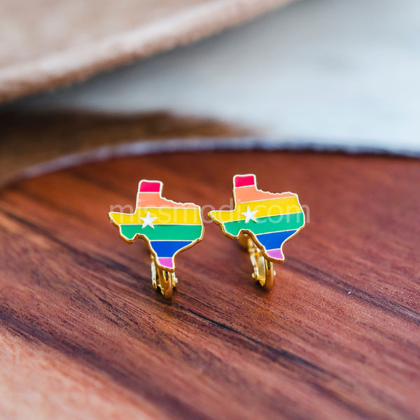 Texas Rainbow Enamel Earrings - 3
